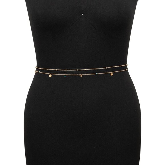 🆕 Women Gold Rhinestone Peal Back Chain Necklace Lingerie Waist Belly Jewelry - Picture 4 of 5